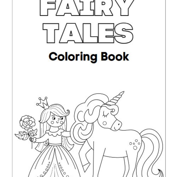 26 Page Princess Coloring Book / Digital Pack / Fairy Tales / Story