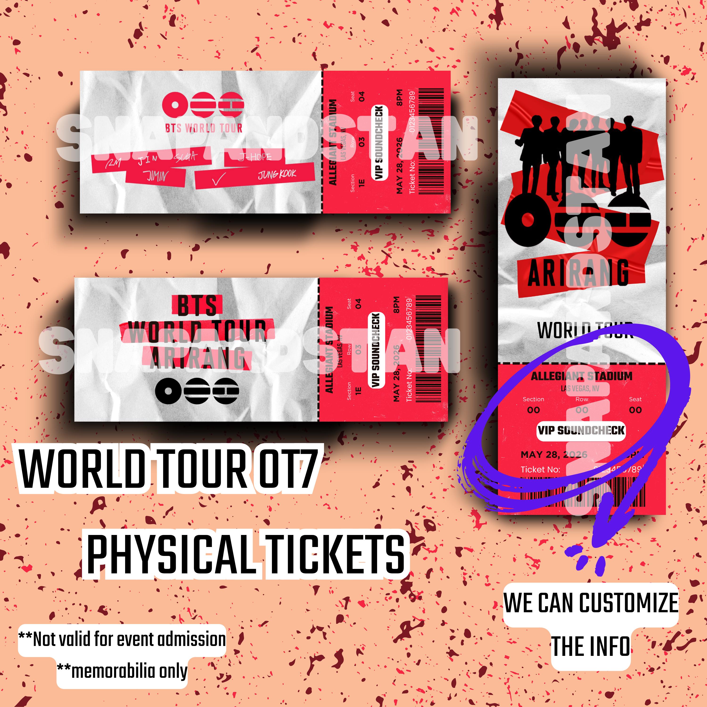 bts チケット World Tour OT7 Physical Ticket, UNOFFICIAL MERCH, Memorabilia - Etsy