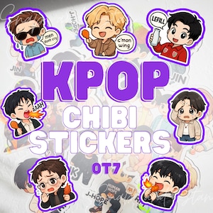 KPOP CHIBI Stickers, UNOFFICIAL Merch, Army, stationary, scrapbooking, freebies, concert, giveaway