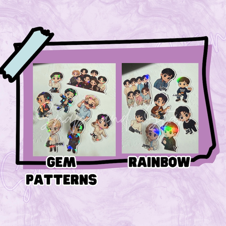 Pegatinas KPOP CHIBI, mercancía NO OFICIAL, Ejército, papelería, scrapbooking, regalos, conciertos, sorteos imagen 7