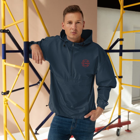 Embroidered Fire Rescue Champion Packable Jacket Wind Rain Resistant Firefighter Jacket Etsy