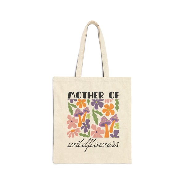 Gift for Mom, Mothers Day Gift, Wildflowers Tote Bag, Retro Tote bag, Mama Bag, Mother inspiration, Canvas Tote Bag