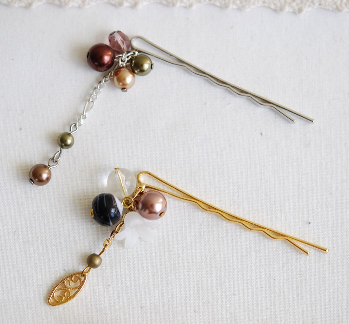 Cute bobby pin with beads/asian hair accessory/japanese style Etsy