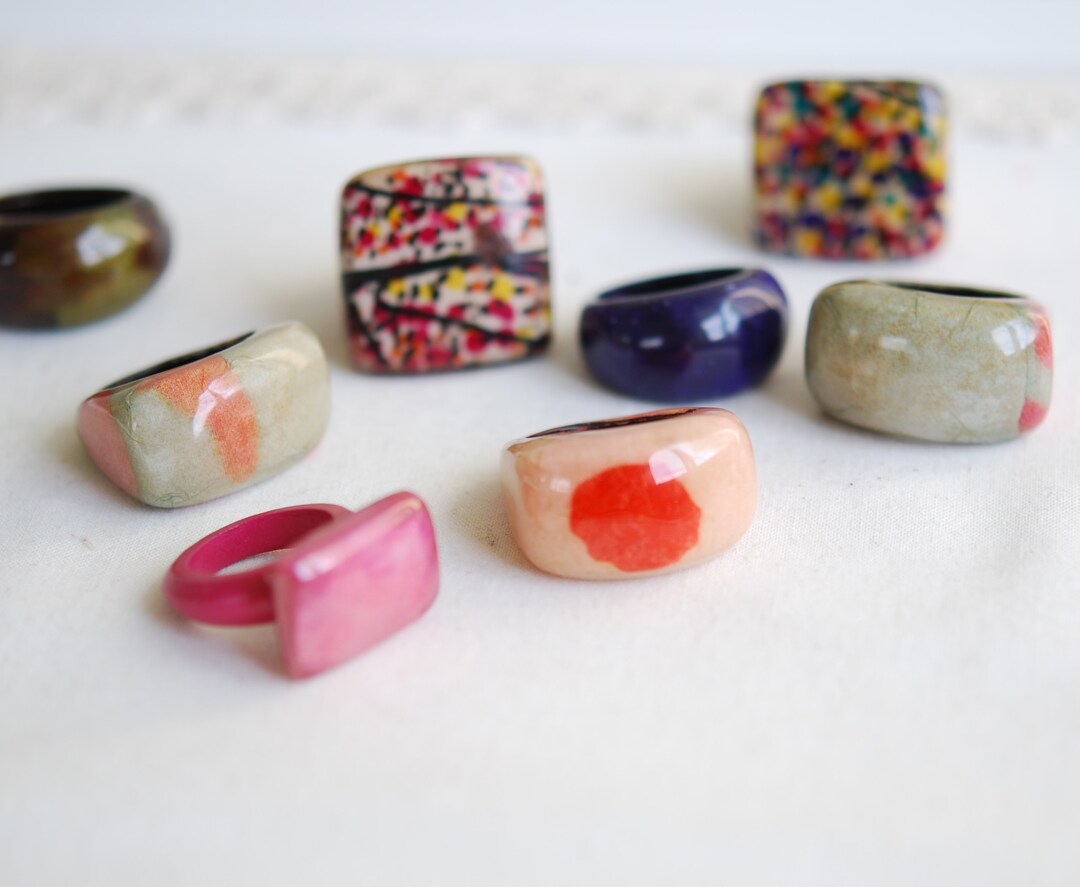 Set of Rings/large Cute Rings/fabric Rings Assorted/birthday Gift ...