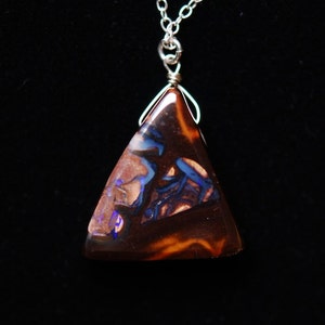 Boulder Opal silver necklace/boulder opal pendant/mother&#39;s day gift/gift for wife her/birthday gift/unique one of a kind opal/opal necklace