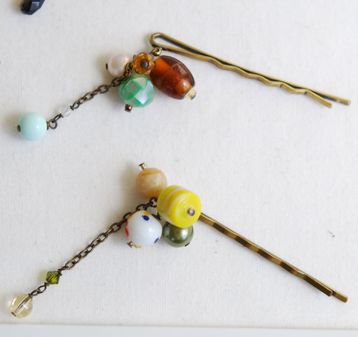 Cute bobby pin with beads/asian hair accessory/japanese style Etsy