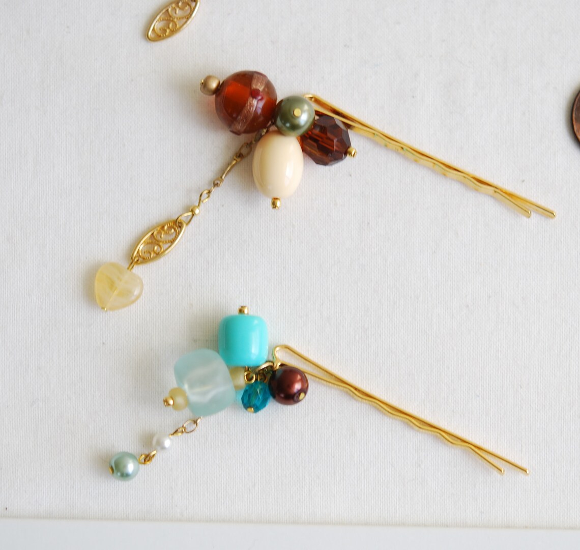 Cute bobby pin with beads/asian hair accessory/japanese style Etsy