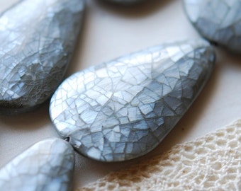 Mother of Pearl crackle beads blue gray teardrop/sea shell beads/seashell beads/shell beads/natural shell beads/jewelry making supply/diy