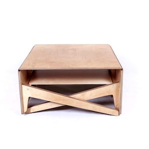 Convertible Baltic Birch Coffee to Dining Table: Space Saving Design
