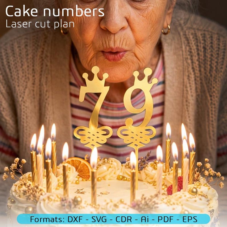 Laser Cut Acrylic Cake Topper Numbers | Crown & Balloon Styles (digital ...