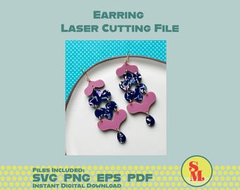 Laser Cut Jewelry File -Modern Dangle Earring SVG Faye Flake Glitter Dangles