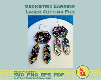 Laser Cut Schmuck Datei -Moderne Baumeln Ohrring SVG Opal Glitter Acryl Geometrische Ohrhänger