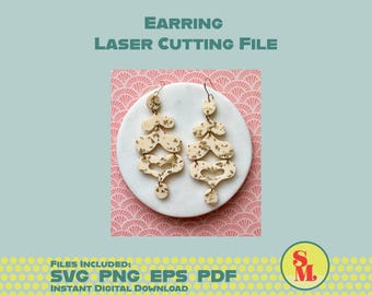 Laser geschnittene Schmuckdatei - moderne Baumeln Ohrring SVG Zella Flake Glitter Dangles