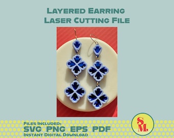 Moderne Ohrhänger Laser Cut - Nita Layered Dangle SVG (Digital Download)