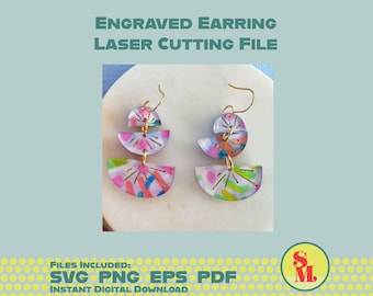 Moderne Baumeln Ohrringe SVG Sandig gravierte Ohrhänger | Laser-Cut Schmuck Datei