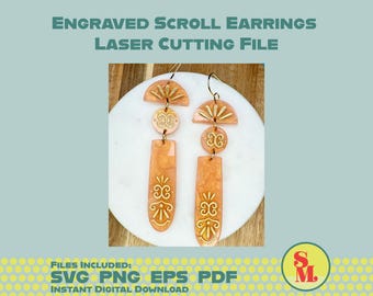 Moderne baumelnde Ohrring SVG | Laser-Cut Schmuck Datei
