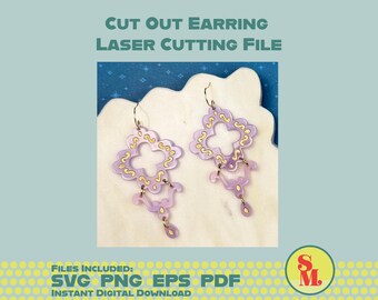 Modern Dangle Earring SVG Cut Out and Engraved Dangles | Laser Cut Jewelry File- Alma