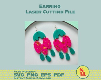 Laser geschnittene Schmuckdatei - moderne baumelnde Ohrring SVG Lola Flake Glitter Dangles