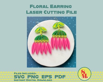 Moderne Ohrhänger SVG Lisa Blumen | Laser-Cut Schmuck Datei