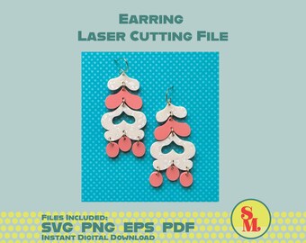 Laser Cut Jewelry File -Modern Dangle Earring SVG Helen Flake Glitter Dangles