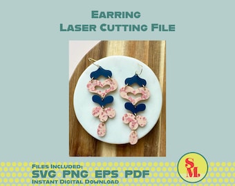 Laser Cut Jewelry File -Modern Dangle Earring SVG Stella Flake Glitter Dangles