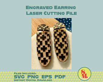 Laser geschnittene Schmuckdatei - moderne baumelnde Ohrring SVG Connie gravierte geometrische baumeln