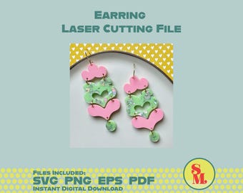 Laser geschnittene Schmuckdatei - moderne Baumeln-Ohrring SVG Mae Flake Glitter Dangles