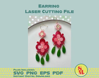 Moderne Baumeln Ohrringe SVG Mandy Blumen | Laser-Cut Schmuck Datei