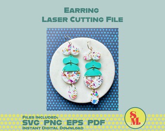 Laser geschnittene Schmuckdatei - moderne Baumeln Ohrring SVG Stella Flake Glitter Dangles