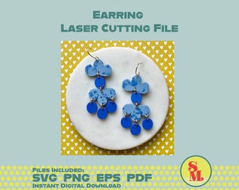 Laser Cut Jewelry File -Modern Dangle Earring SVG Etta Flake Glitter Dangles
