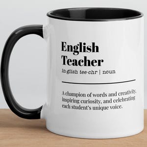 English Teacher Definition Mug, Teacher Appreciation Gift, Minimalist Teacher Mug, Funny English Teacher Cup, Gift for English Teacher
