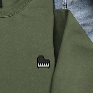 Embroidered Piano Sweatshirt | Pixel Art Music Sweater | Musician Gift | Piano Player Hoodie | Music Teacher Present