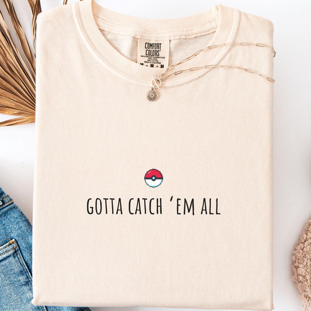 Pokemon Shirt Unisex, Gotta Catch Em All Minimal, Anime Pikachu Gift, , Pixel Art Shirt, Retro Anime Shirt, Gamer Anime Gift Bespoketshirt Collections