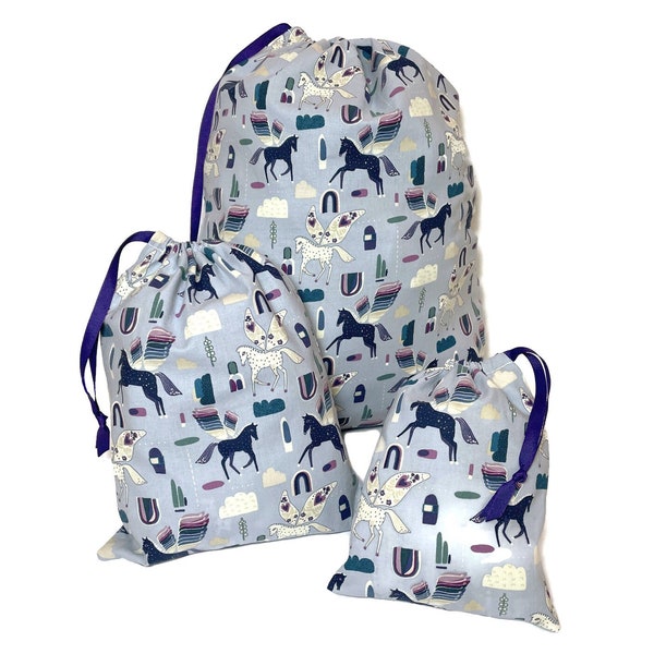 Winged Horse Pegasus FABRIC GIFT BAG Birthday Gift Bag Reusable Eco Friendly Toy Bag