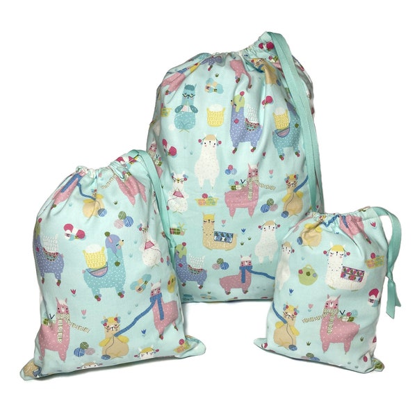Knitting Llamas GIFT BAG Fabric Gift Bag Reusable Eco Friendly Drawstring Toy Bag