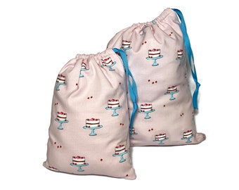 FABRIC GIFT BAG Gift Birthday Cake Platter Reusable Eco Friendly Drawstring Toy Bag Cupcake bag
