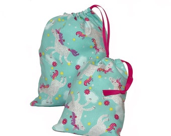 Glitter Unicorn FABRIC GIFT BAG Birthday Gift Bag Reusable Eco Friendly Toy Bag