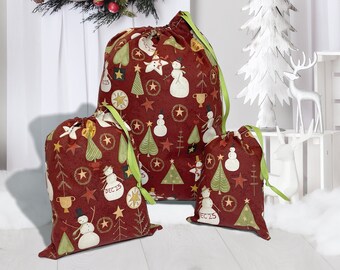 FABRIC GIFT BAG Reusable Christmas gift Wrap Eco Friendly Large Santa Sack