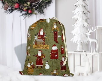 Reusable Christmas Fabric Gift Bag: Large Santa Sack