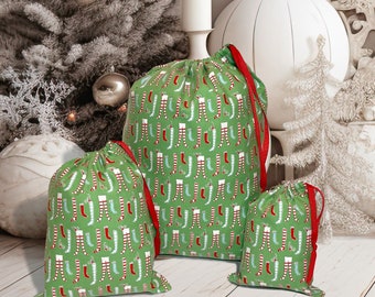 Christmas Stocking Fabric Gift Bag Reusable Gift Wrap Cloth Gift Bag Christmas Gift Ideas 2023 Seasonal Christmas Home Decor