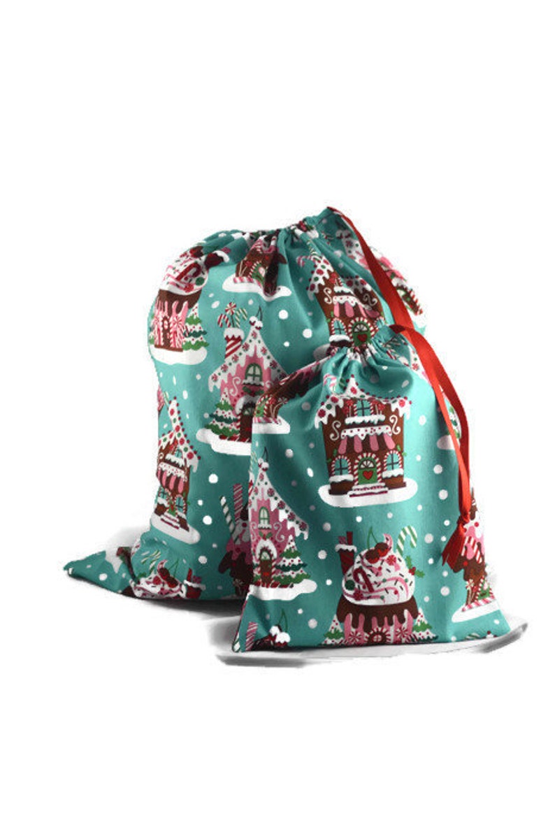 Gingerbread House Fabric Gift Bag Small Christmas Gift Bag