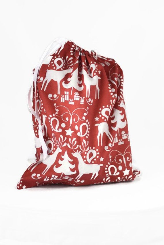 Reindeer Fabric Gift Bag Christmas Gift Bag | Etsy