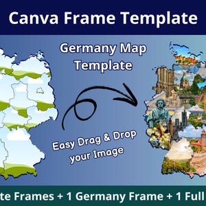 Germany Map Canva Template – 16 State Frames + Editable Full Outline – Drag & Drop Design for Printables