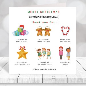 Teacher Christmas Card Merry Christmas Personalised Nursery Christmas Card Primary School Christmas Card  End Of Term Gift Greeting Card