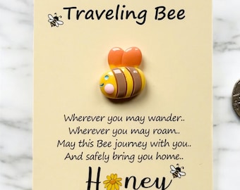 Bumble Bee Pocket Hug | Cute Bee Figurine with Hug Card | Mini Bee Gift | Thinking of You Token | Friendship Keepsake | Bee Happy Gift