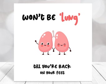 Support Card for Lung Transplant or Emphysema – Think of You, Oncology Sympathy Card – Personalised Lung Care Greeting - Get Well Soon
