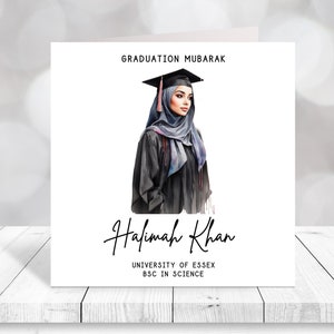 Carte de remise des diplômes musulmane Carte de voeux pour l'obtention du diplôme Moubarak Cadeaux islamiques Carte de remise des diplômes diplômée musulmane Cadeau de remise des diplômes Hijab diplômé musulman