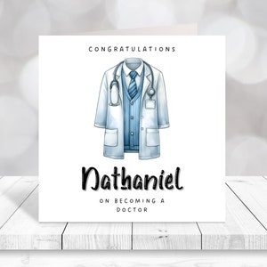 Carte d'obtention du diplôme de médecin consultant Nouvel emploi Docteur en médecine qualifié personnalisé Félicitations