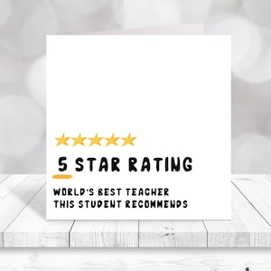 5-Sterne-Bewertungskarte Ich empfehle benutzerdefinierte Lehrer- und Kindergartenname, Ende der Schule, Geschenk, benutzerdefinierte Lehrergeschenk-Grußkarte