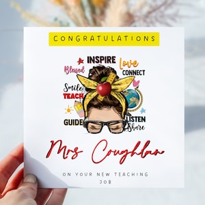 Carte personnalisée de félicitations pour un nouvel enseignant Cadeau pour un enseignant étudiant Carte pour un enseignant diplômé diplômé